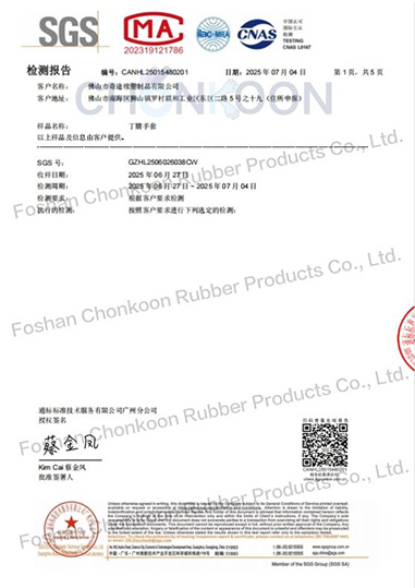 SGS-CSTC Nitrile Gloves Test Report
