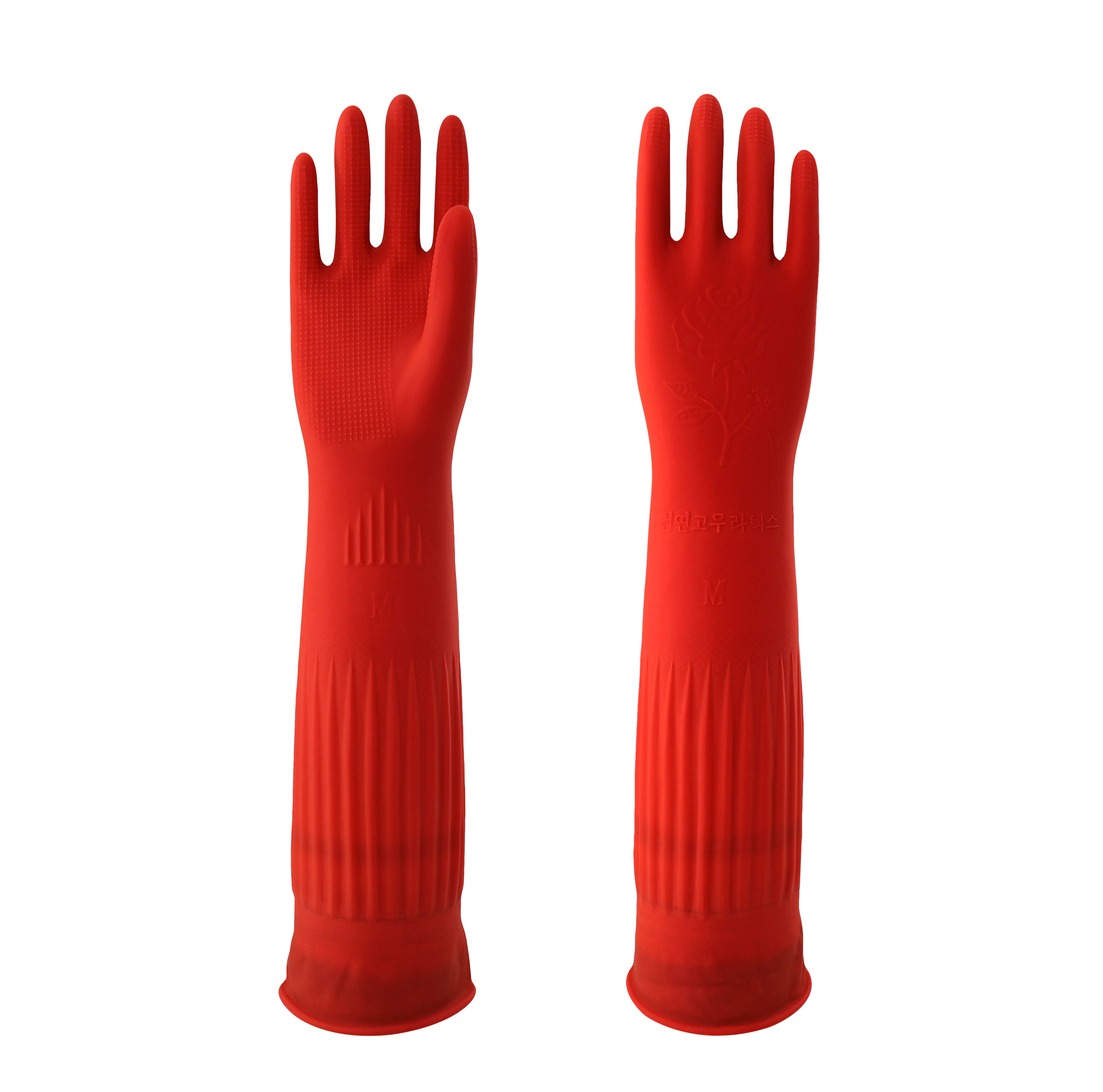 140g 45cm Thick Orange Soft Latex Gloves Reusable Durable Ec