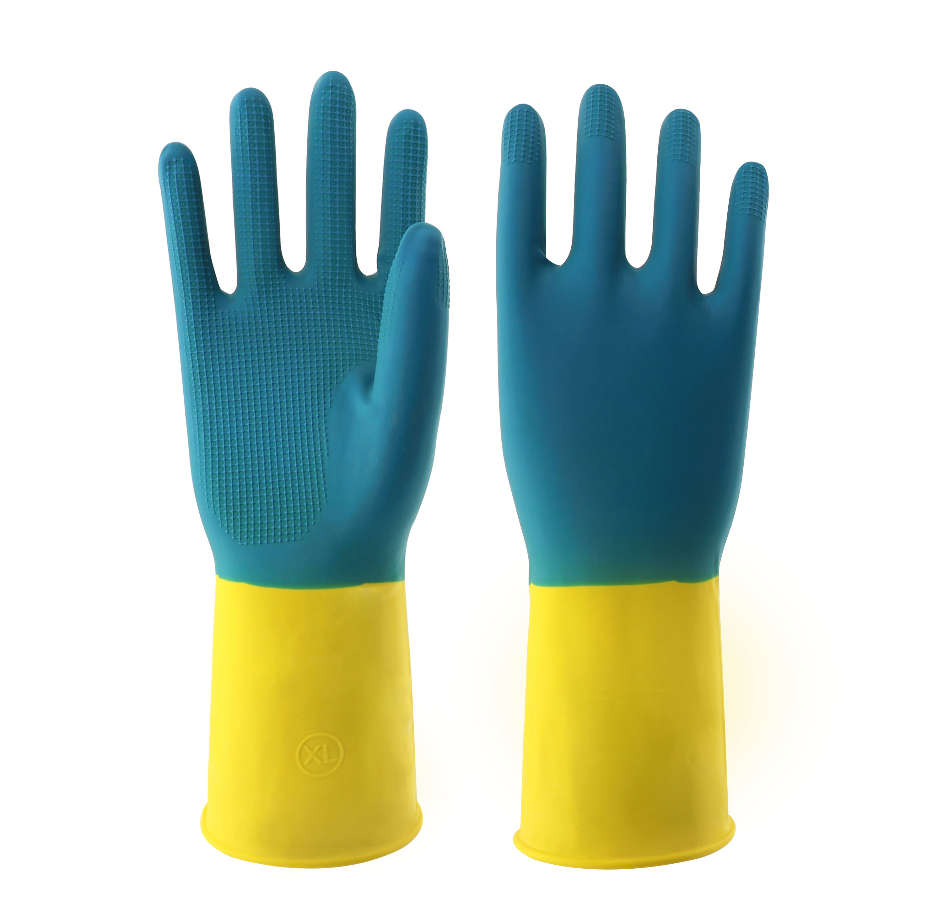 Dual-Color 50-120g 31cm Industrial Rubber Gloves Heavy Duty 