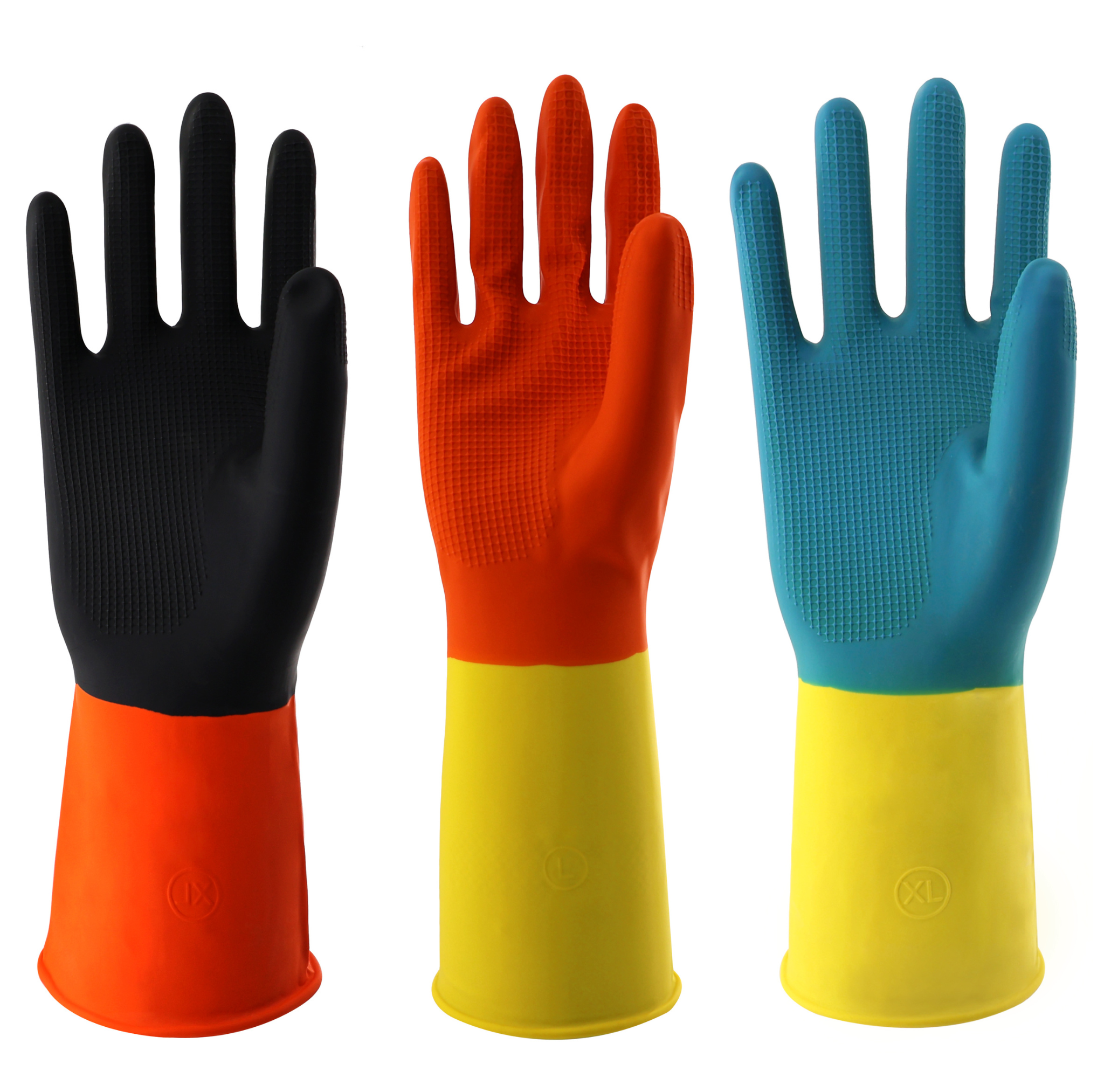 Dual-Color 50-120g 31cm Industrial Latex Gloves Heavy Duty M